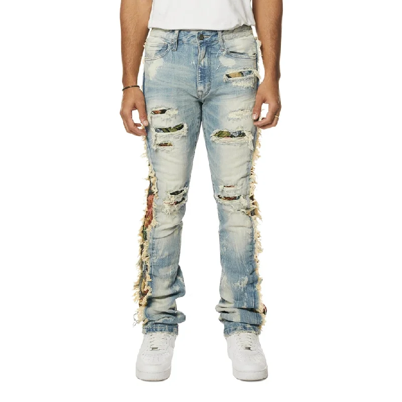 Stacked Tapestry Insert Jeans - Lowell Blue