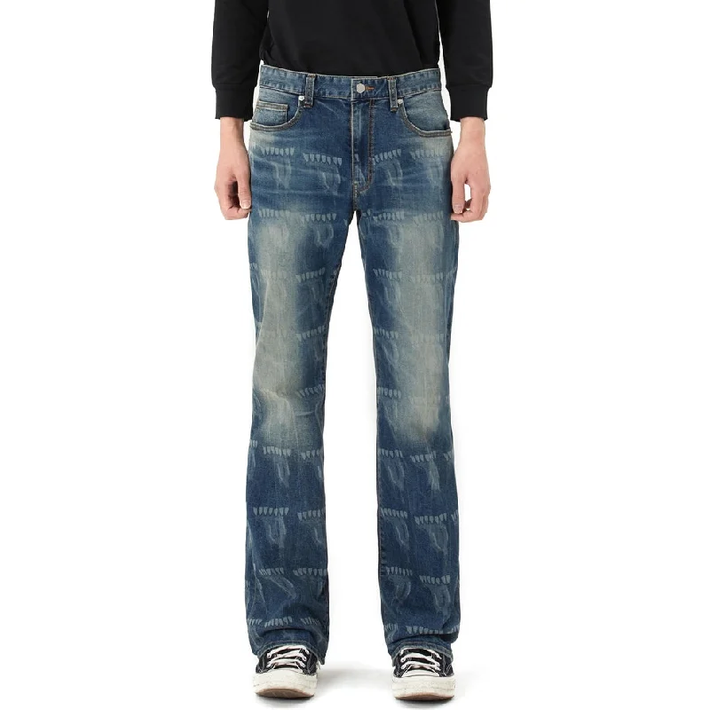 Lazy Bootcut Laser Printed Jeans - Laser Blue