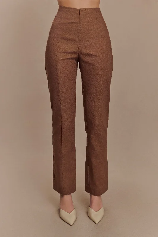 Dora Linen Straight Leg Pant - Cacao Brown