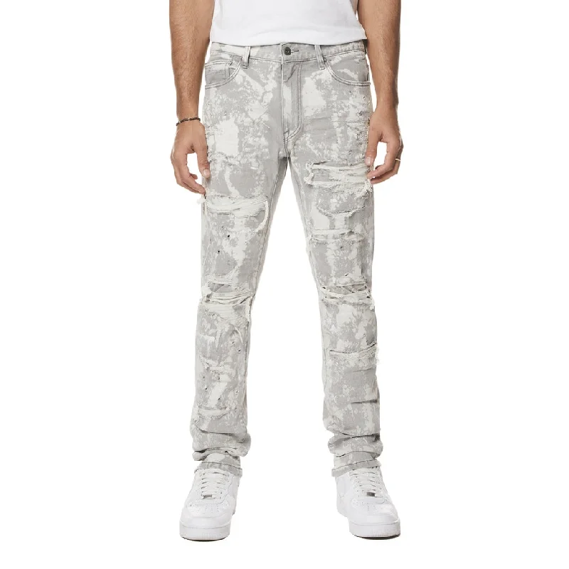 Slim Washed Heavy Rip and Repair Jeans - Confetti Grey