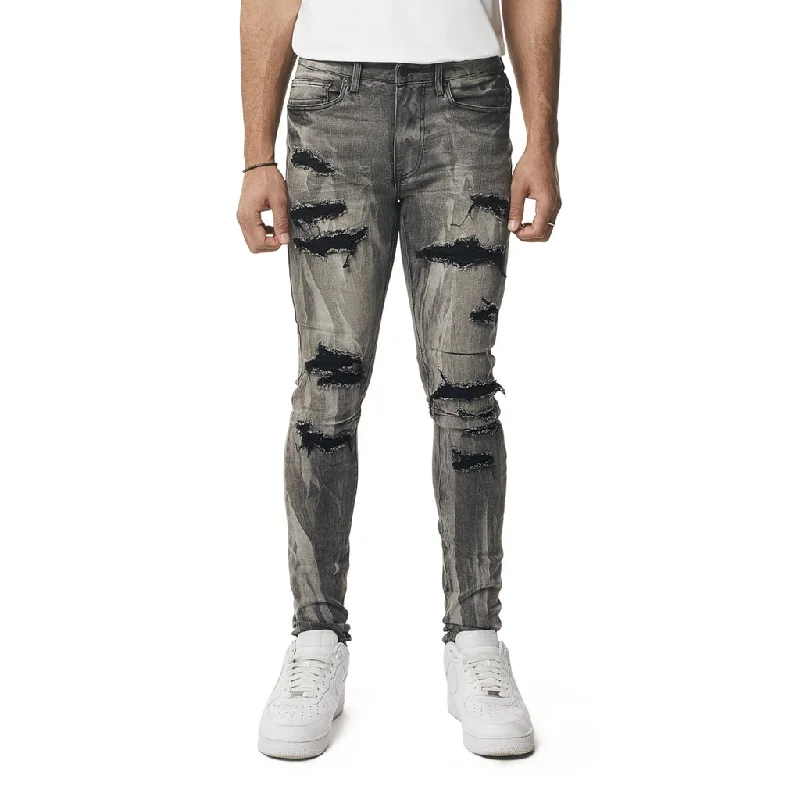 Super Skinny Vertical Lightning Jeans - Pluto Grey