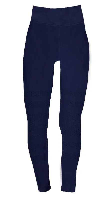 Women Textured Capri High Rise Leggings In Blue