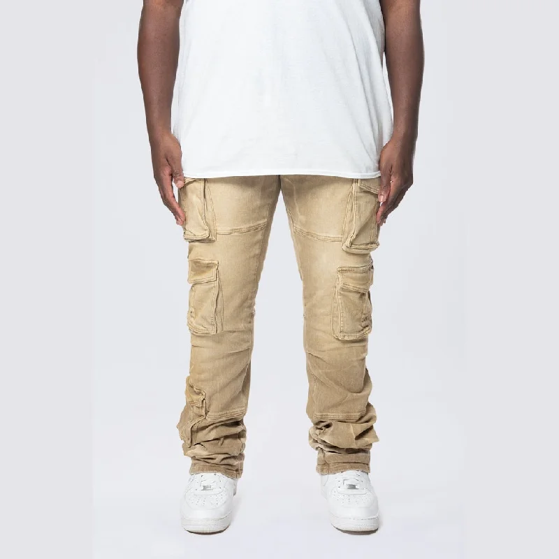 Big and Tall - Stacked Multi Pocket Cargo Jeans - Brulee