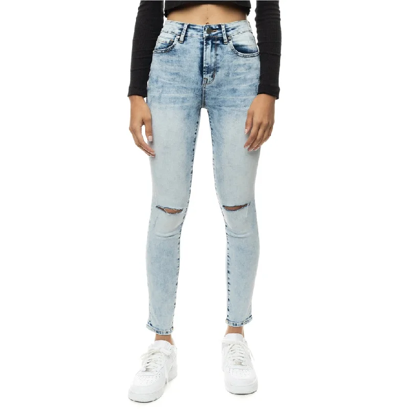 High Rise Super Skinny Slit Knee Jeans - Hillside Blue