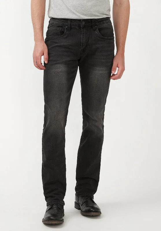 Straight Six Men's Jeans in Crinkled and Sanded Black - BM22614