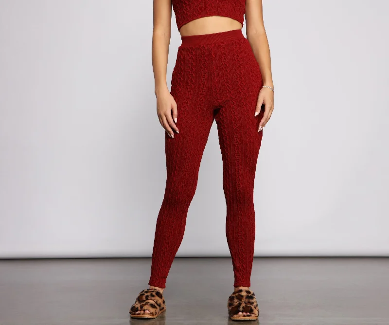 Cable Knit Cutie High Waist Leggings