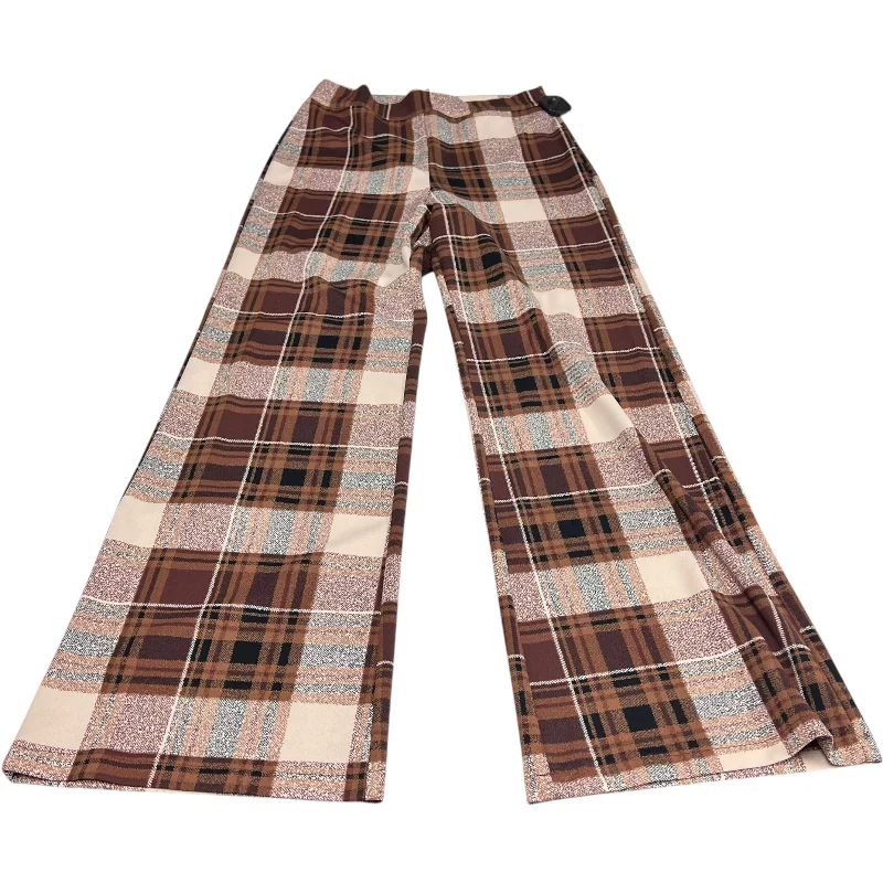 Pants Wide Leg By Fashion Nova In Plaid Pattern, Size: L