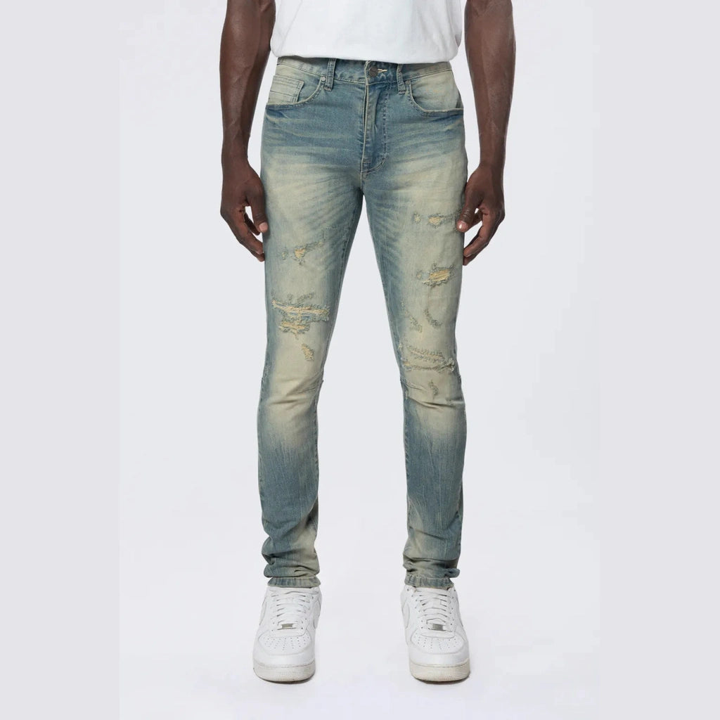 Slim Tapered Vintage Washed Jeans - Munich Blue