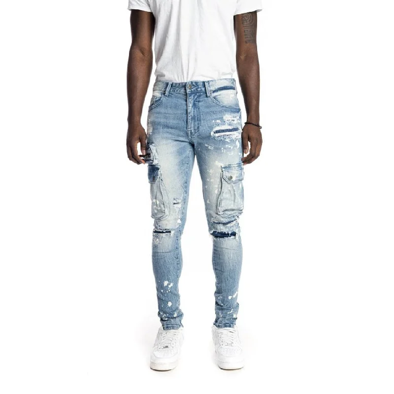 Slim Tapered Multipocket Jeans - Nile Blue