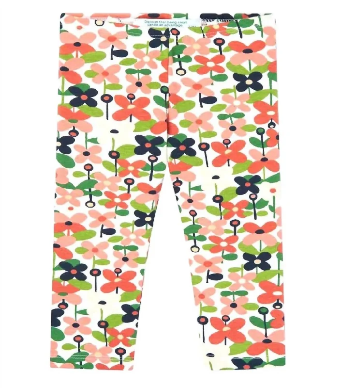 Girls' Printed Stretch Knit Leggings In Floral