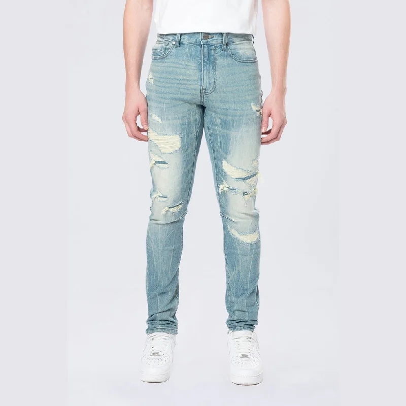 Slim Tapered Vintage Washed Jeans - Adonis Blue