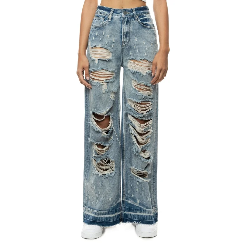 High Rise Wide Leg Heavy Ripoff Jeans - Aspen Blue