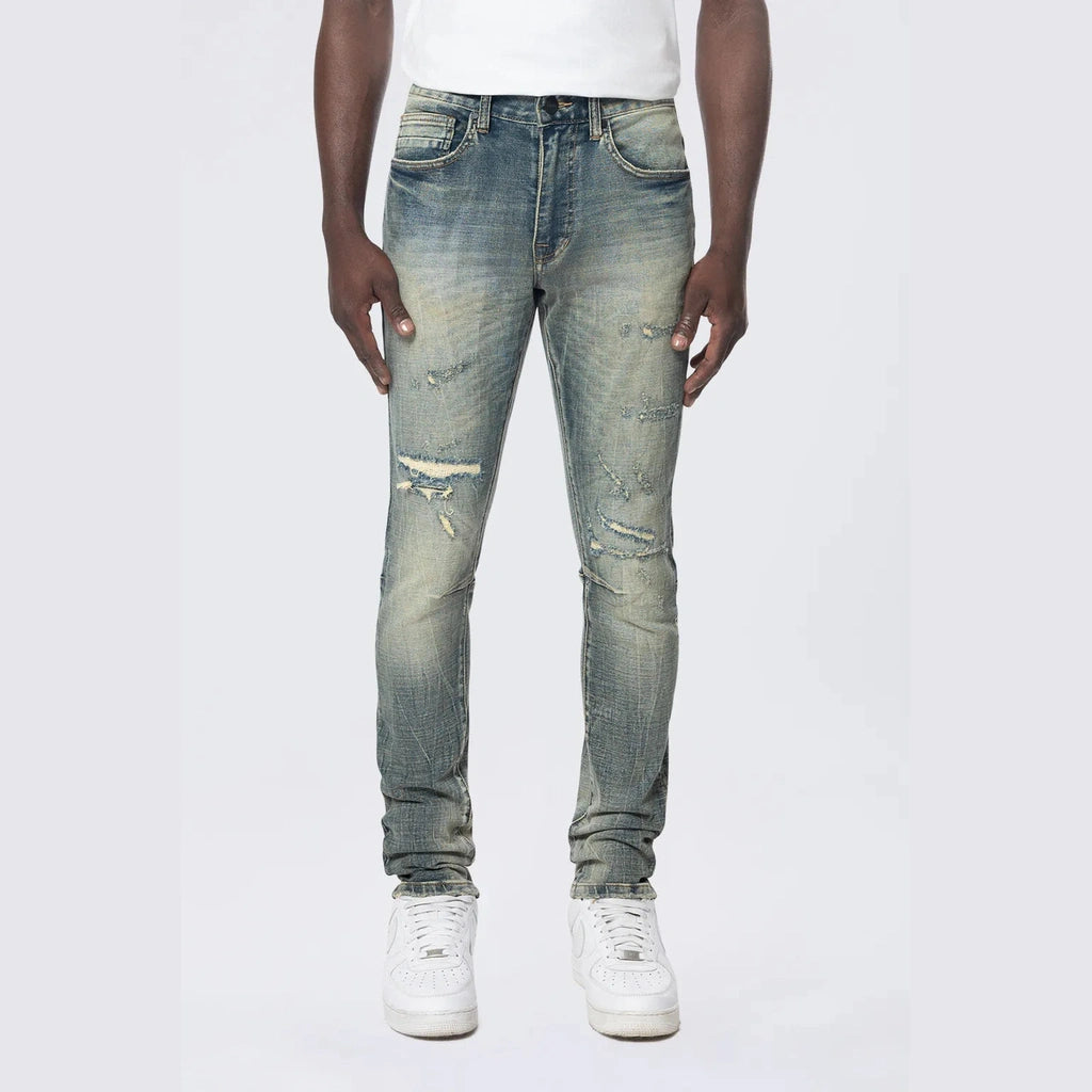 Slim Tapered Vintage Washed Jeans - Faro Blue