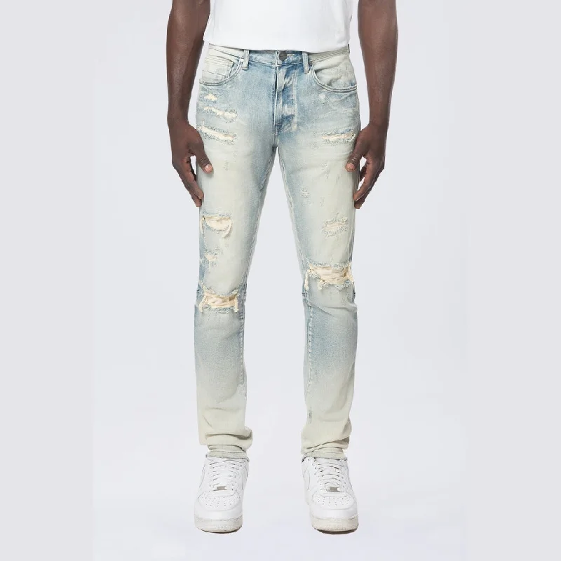 Slim Vintage Washed Jeans - Ombre Blue