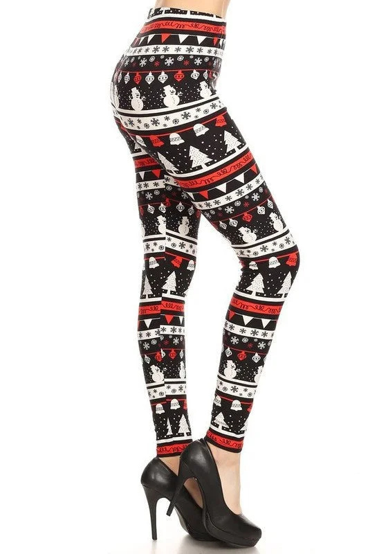 Jingle All the Way Winter Theme Buttery Leggings Black