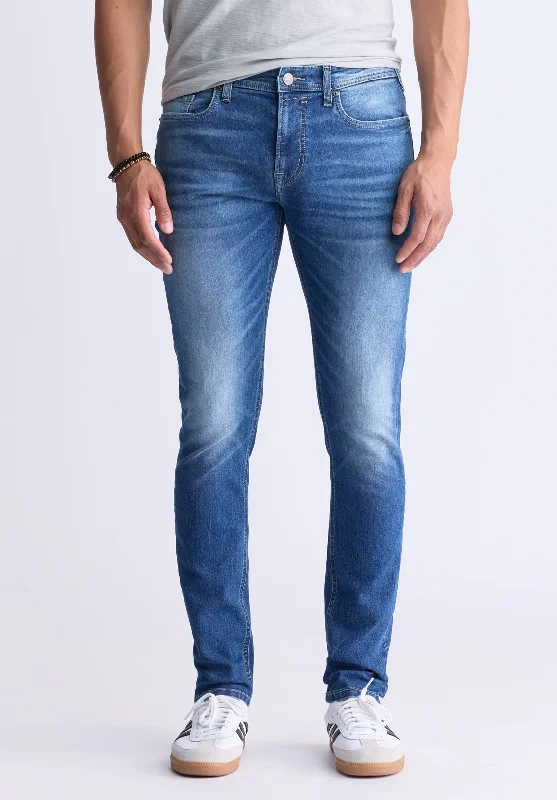 Evan-X Denim Men’s Slim Straight Leg Jeans, Blue