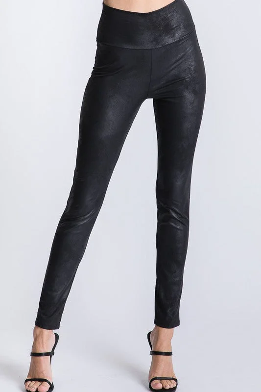 Black Faux Suede Leggings(158)