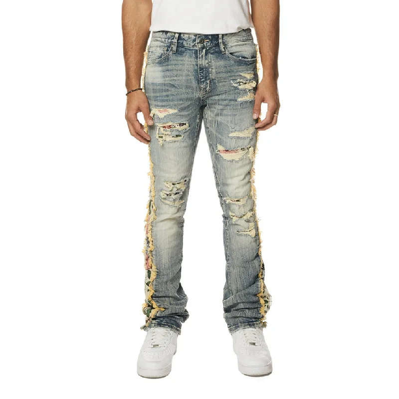 Stacked Tapestry Insert Jeans - Hillside Blue