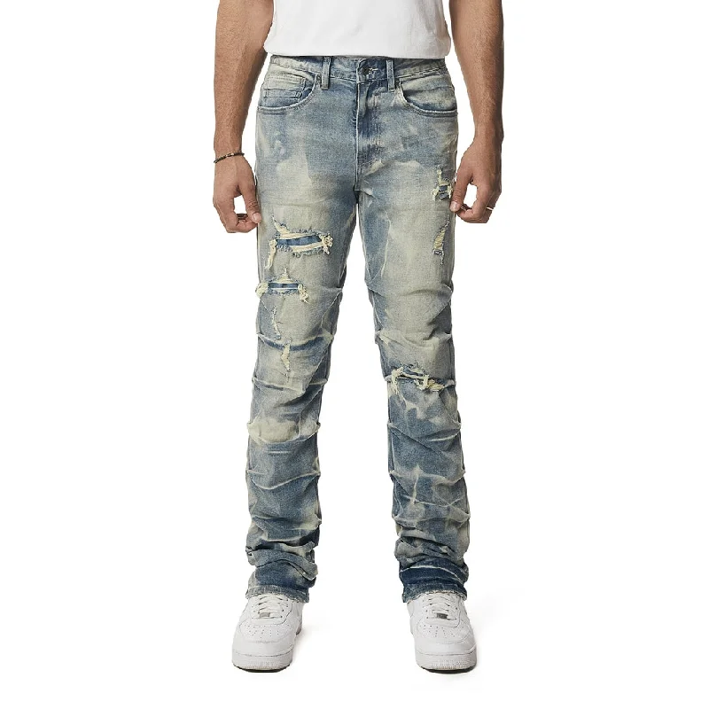 Straight Crinkle Effect Jeans - Clyde Blue