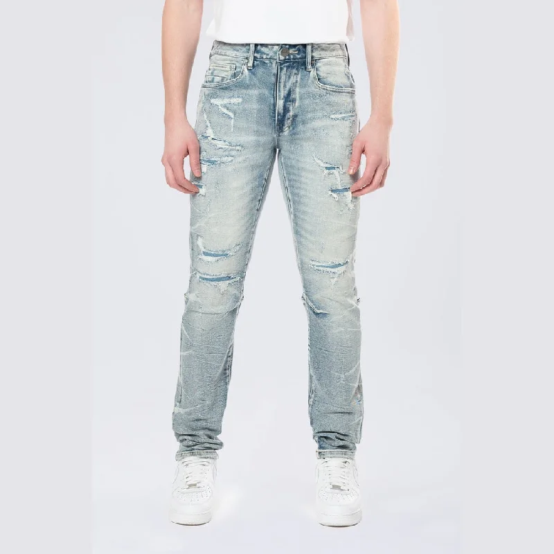 Slim Lightning Effect Jeans - Maxwell Blue