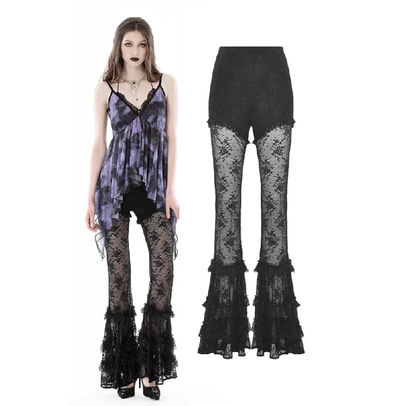 Women's Gothic Lace Splice Flared Leggings