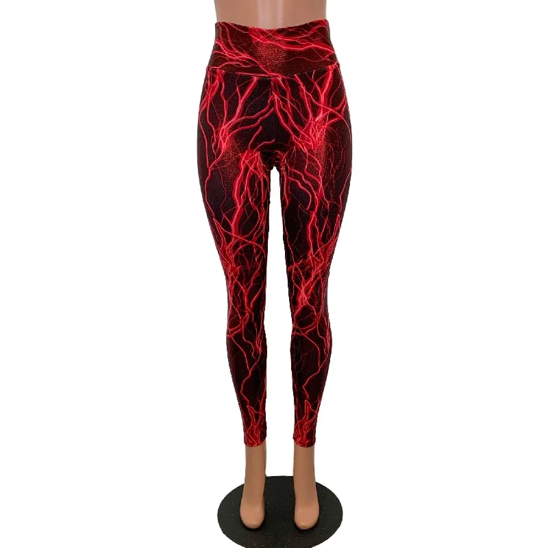 Red Lightning High Waist Leggings