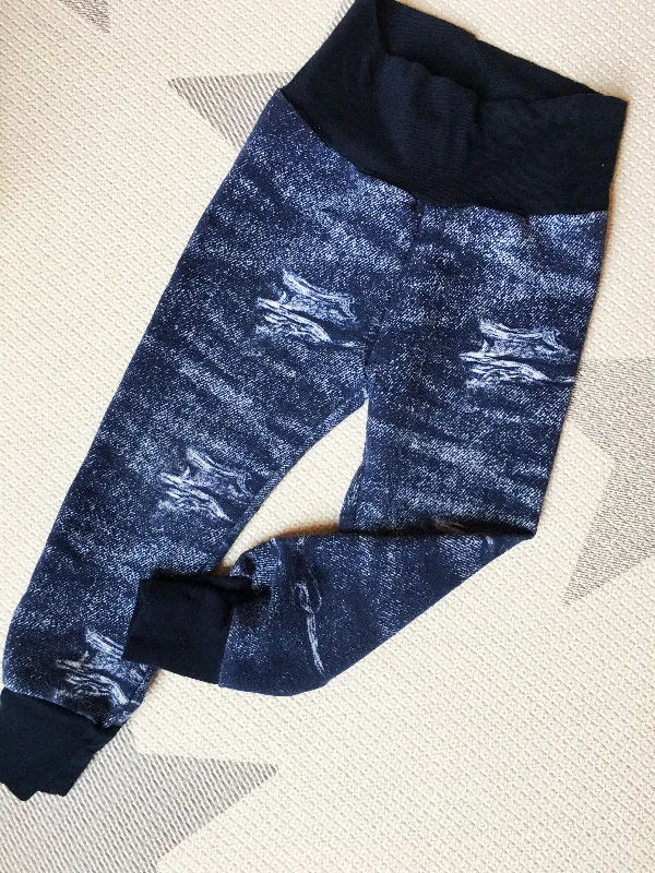 Faux Distressed Denim Leggings