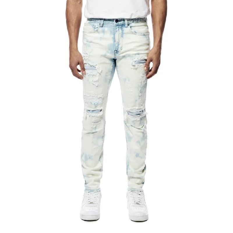 Slim Bleach Washed Rip & Repaired Jeans - Billie Blue