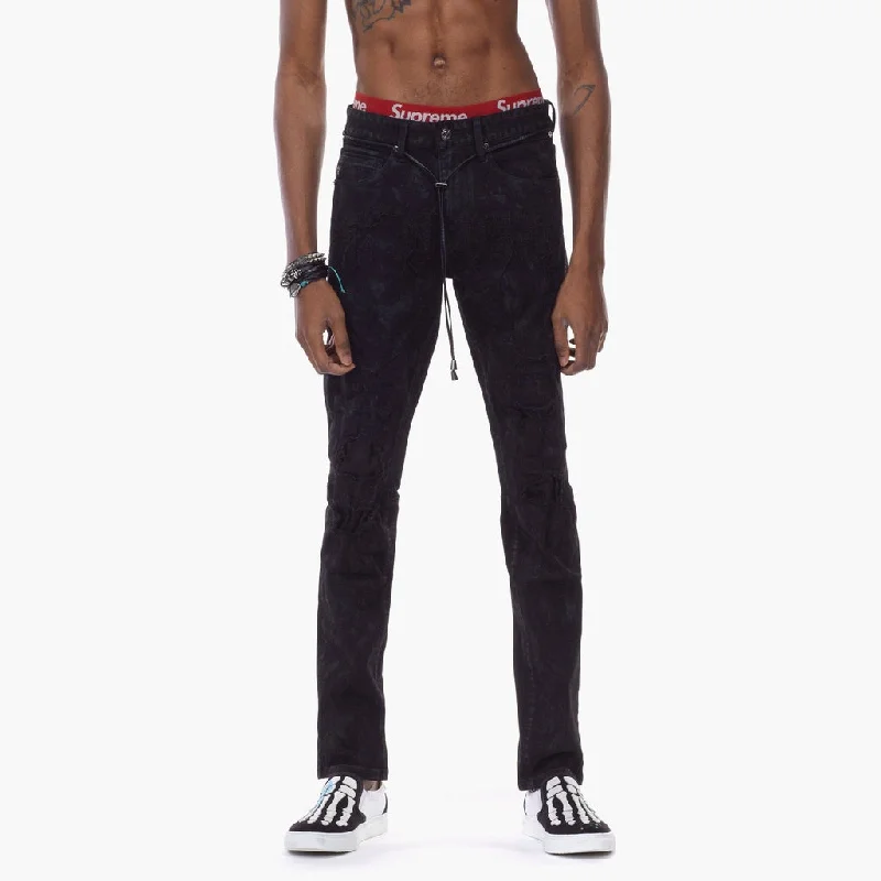 Bleunoir Slim Painted Effect Ripoff Jeans - Steel Black