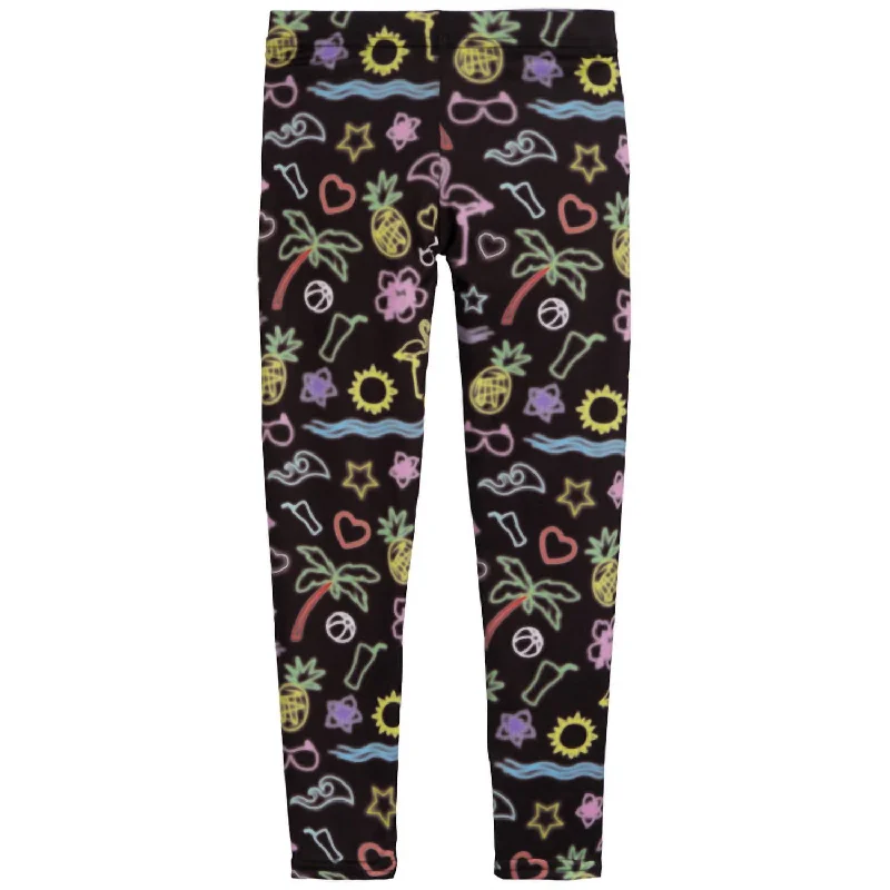 Girl's Happy Lights Leggings In Black