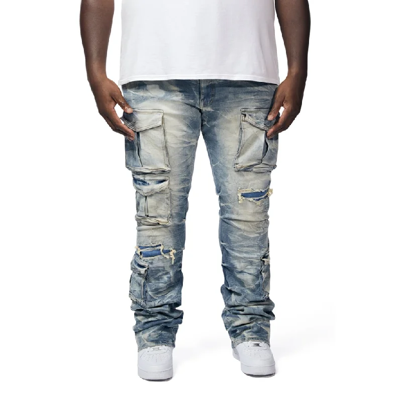 Big And Tall - Stacked Utility Pocket Stacked Jeans - Clyde Blue