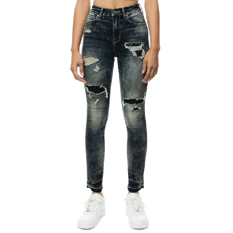 High Rise Super Skinny Heavy Ripoff Jeans - New Heaven Blue