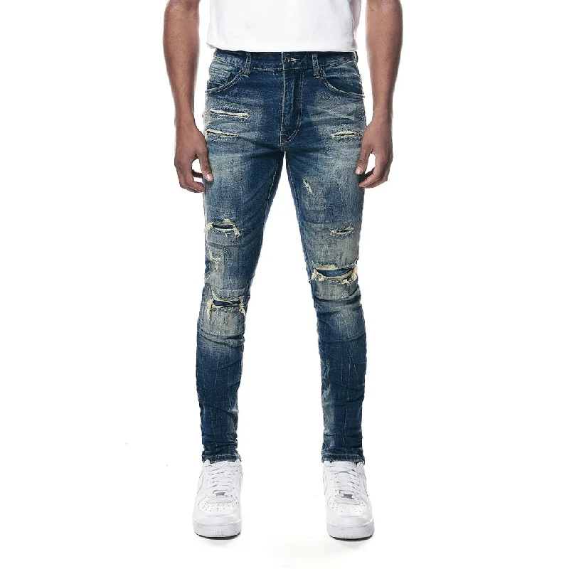 Super Skinny Distressed Rip and Repair Jeans - Westport Blue