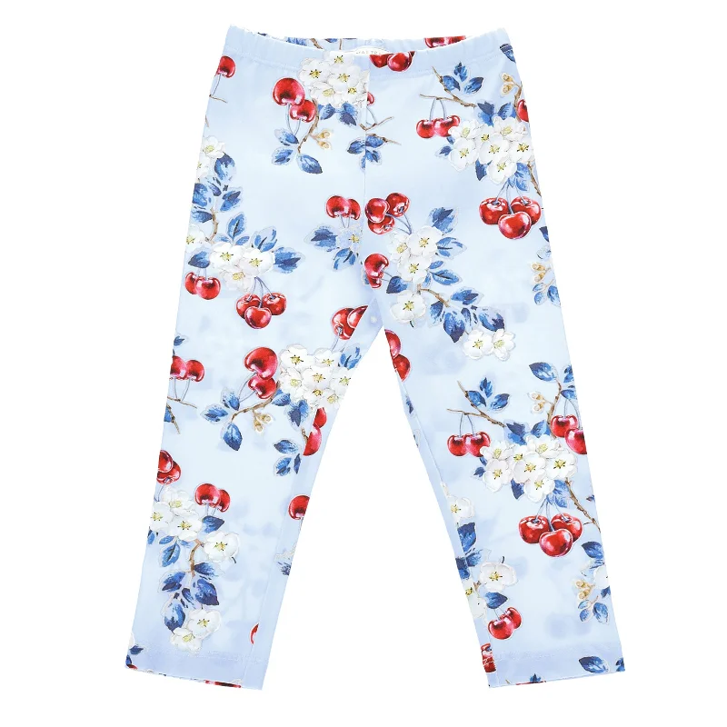 Blue All Over Cherry Print Leggings