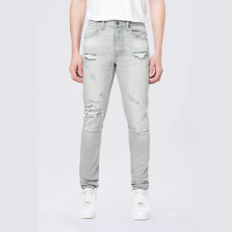 Slim Tapered Vintage Washed Jeans - Cloud Grey