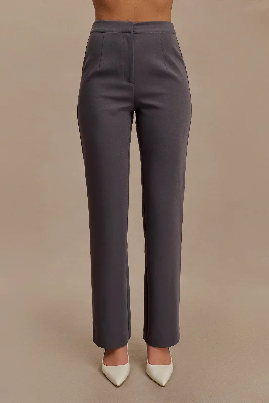 Allanah Straight Leg Pants - Charcoal