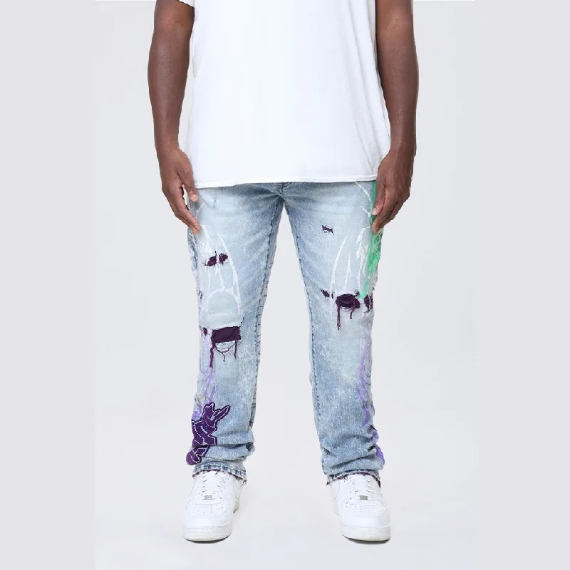 Big and Tall - Tribal Print R&R Jeans - Lowell Blue