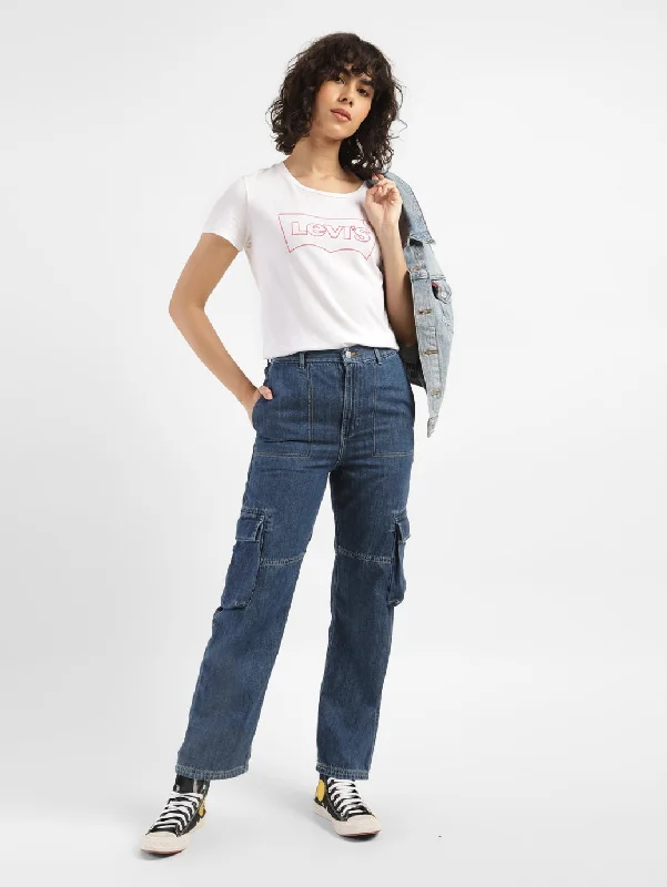 Women's Mid Rise Ribcage Bootcut Cargo Jeans