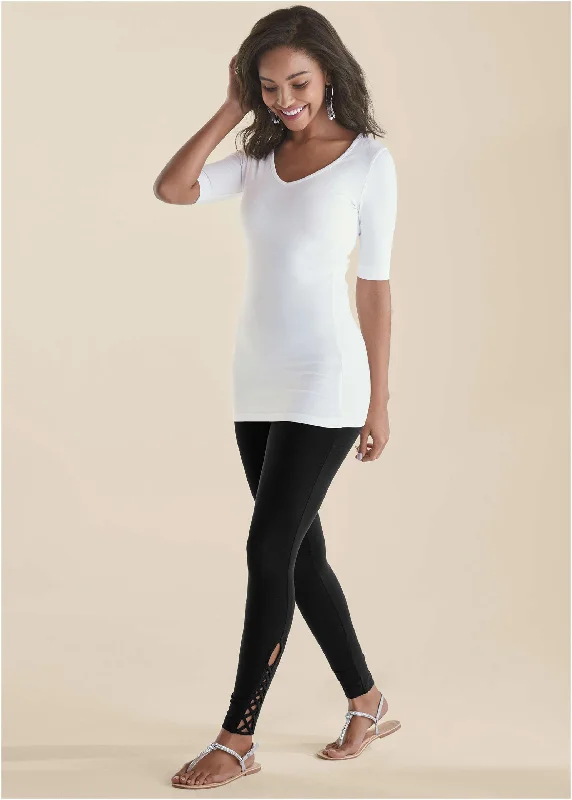 Ankle Detail Leggings - Black