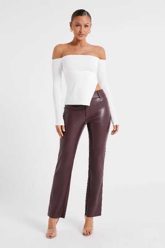 Laurette Faux Leather Straight Leg Pant - Dark Chocolate