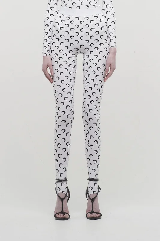 Marine Serre Regenerated All Over Moon Jersey Leggings in White