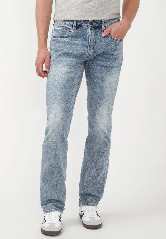 Straight Six Men's Jeans in Whiskered and Contrasted Blue - BM22634