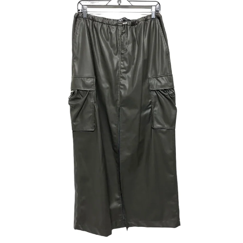 Skirt Midi By Zara Basic In Green, Size:Xl