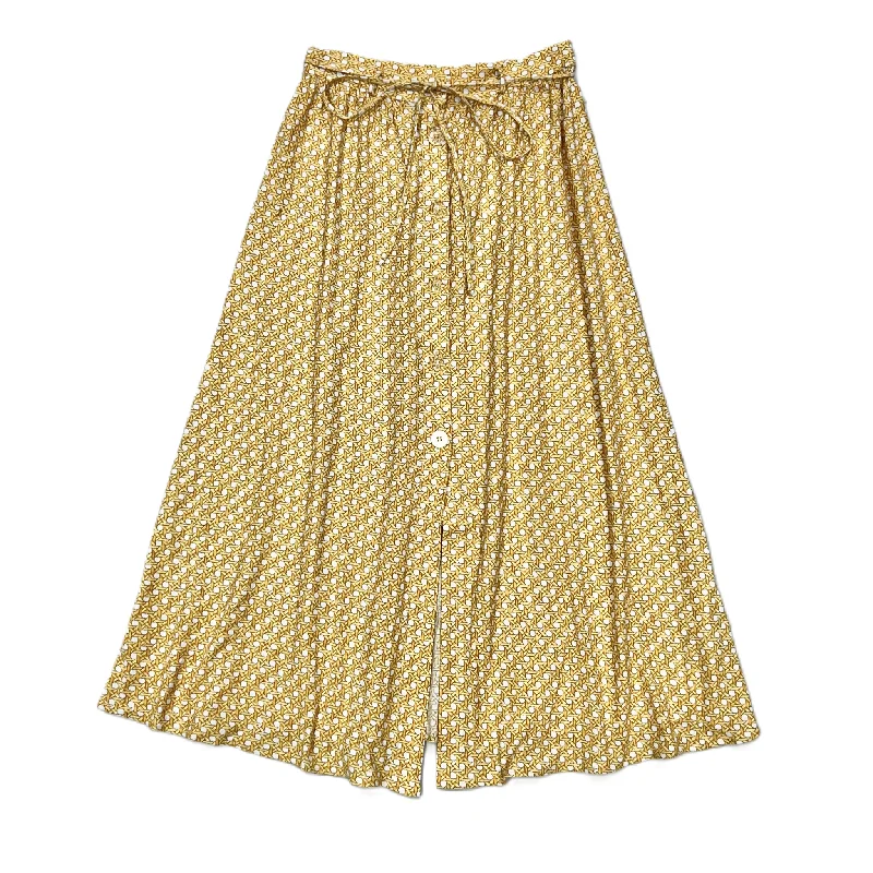 Skirt Midi By Anthropologie In White & Yellow, Size: 2