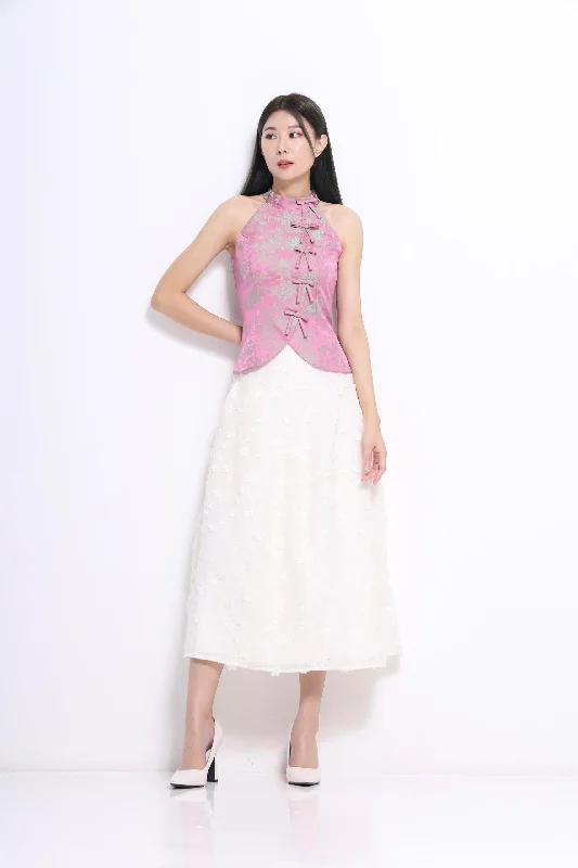 Ava Polyester Flower Embossed Skirt