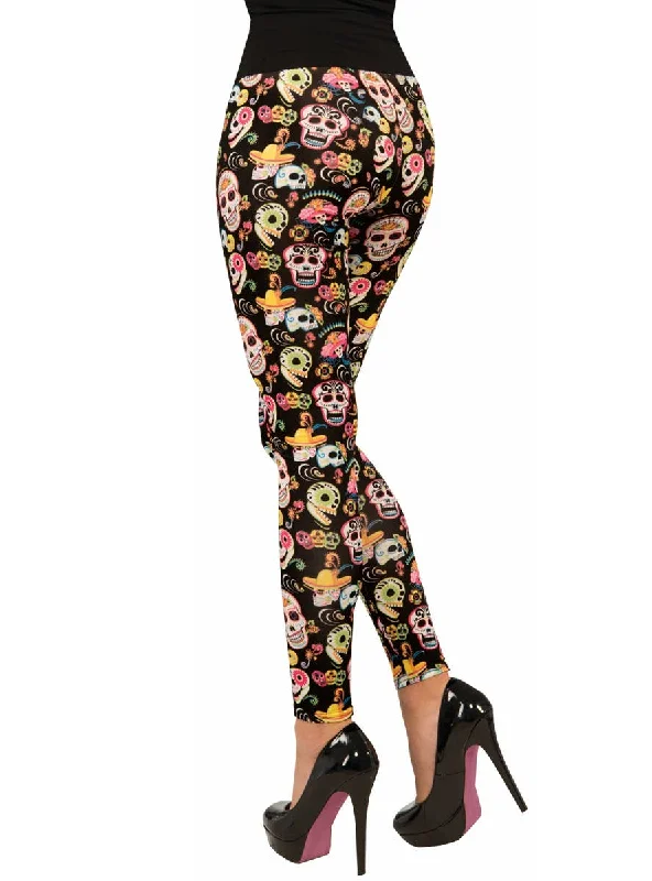 Day of the Dead Womens Sugar Skull Costume Leggings