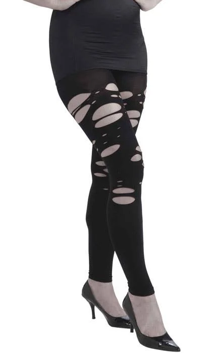 Slashed Zombie Leggings in Black